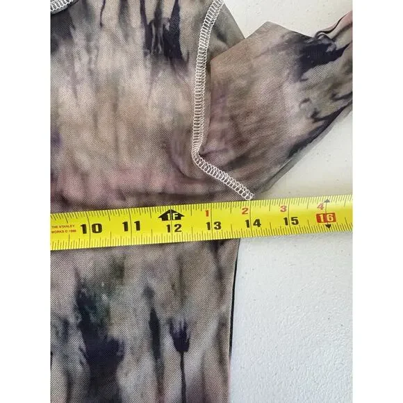 Urban Outfitters Shirt Womens Small Gray Womens Tie-Dye Mesh Top Y2K Cropped 90s - Picture 6 of 11